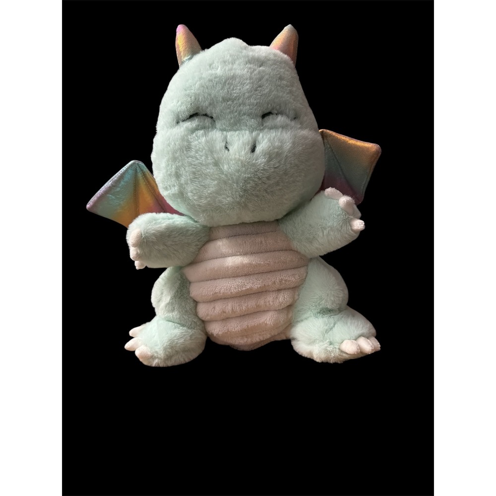 Hugs & Cuddles Mint Green Light Up Dragon Plush Iridescent Rainbow Wings 12 Inch